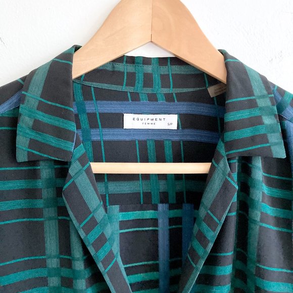 Equipment Women's Adalyn 100% Silk Shirt Blouse Black Ink Multi Camp V Collar S - Picture 10 of 14